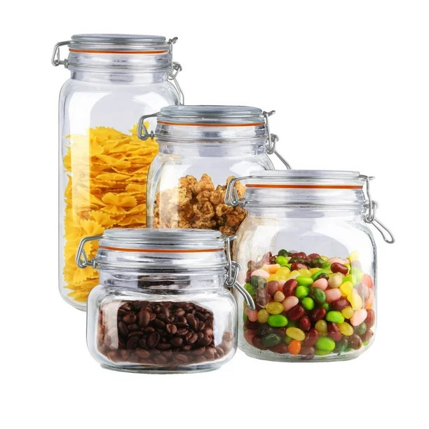 Home Basics 4-Piece Glass Canister Set, Clear - Walmart.com | Walmart (US)