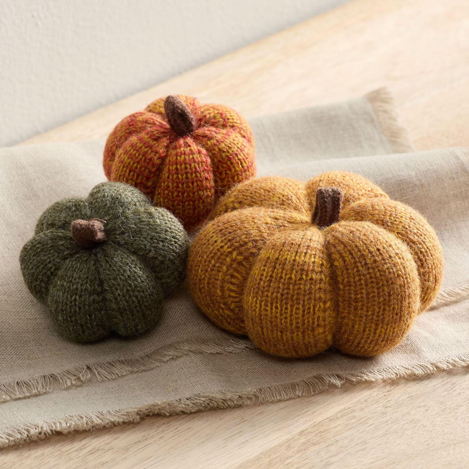 Knit Pumpkin Decor Soft Autumn Pumpkins Set of 3, Fall Style Gift, Warm Toned Bowl Fillers Handma... | Etsy (US)