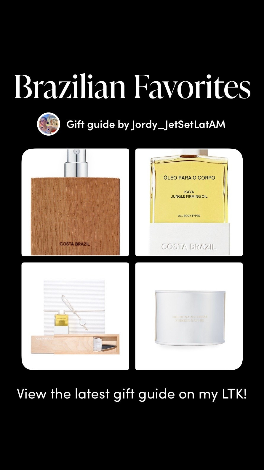 Discover a curated edit of Brazilian beauty and lifestyle essentials from Costa Brazil — clean ingredients, Amazonian botanicals, and elevated daily rituals. A Jet Set LatAM gift guide inspired by modern Brazilian luxury, thoughtfully selected for skincare lovers, wellness enthusiasts, and anyone who adores refined self-care.