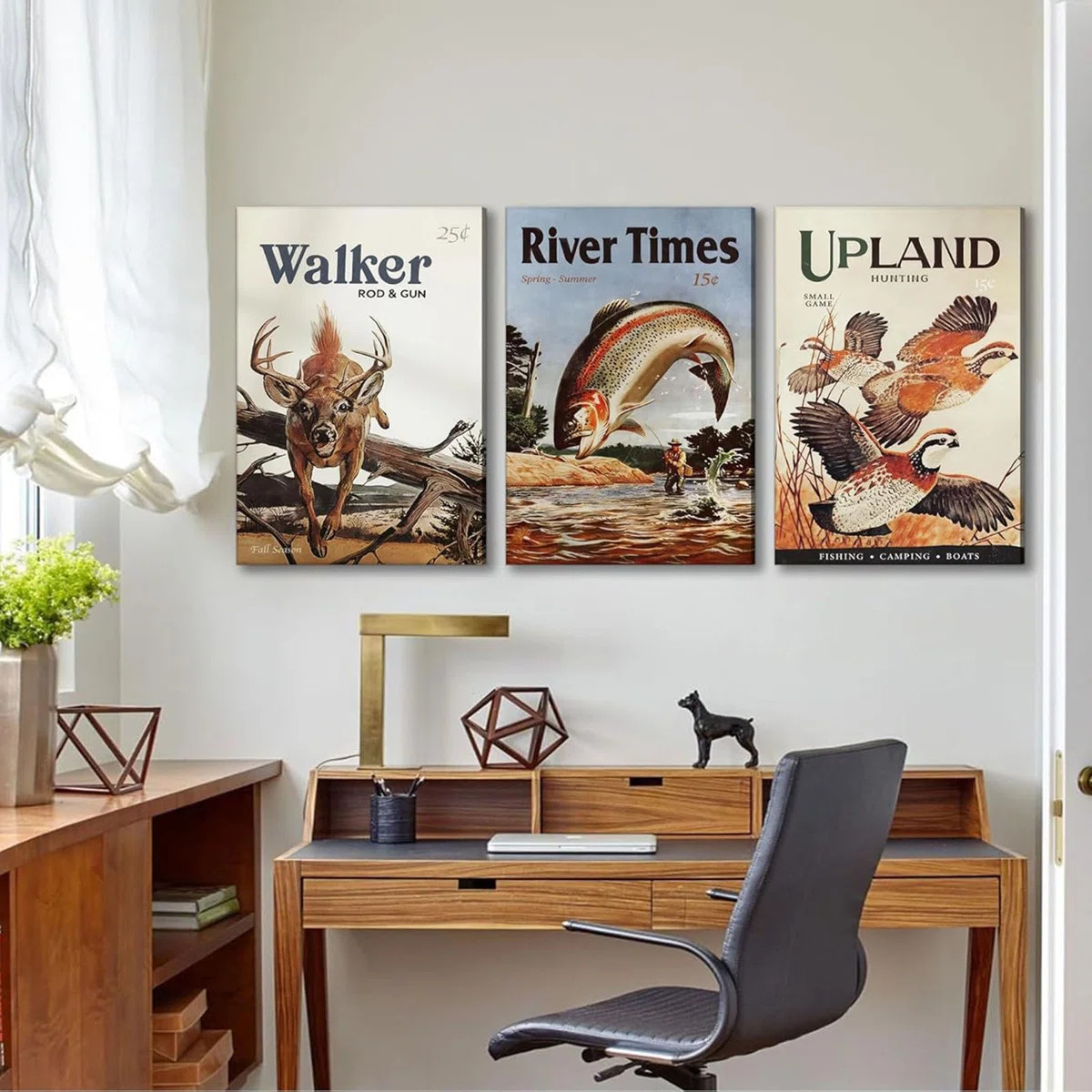3Pcs Retro Hunting Canvas Wall Art Outdoorsy Wild Animal Wall Decor Pictures Nature Wilderness De... | Wayfair North America