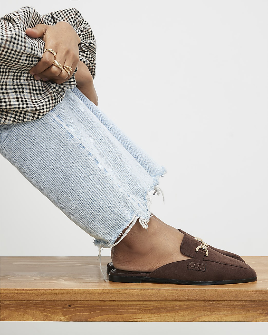 Brown Faux Suede Backless Loafers | River Island UK & IE