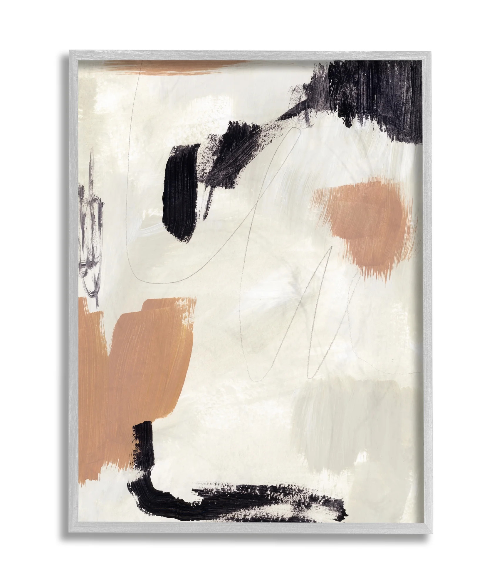 Stupell Industries Expressive Abstract Composition Neutral Beige Black Grey Framed, 16 x 20, Desi... | Walmart (US)