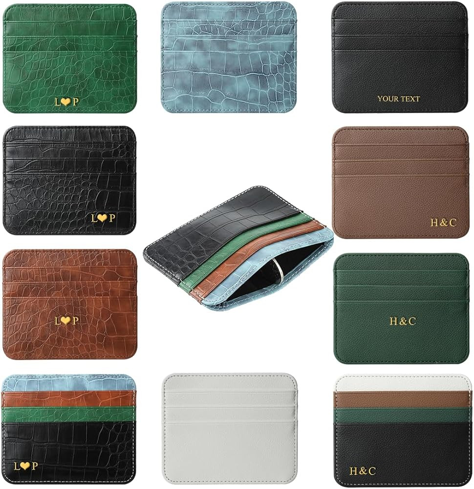 Custom Credit Card Holder Women Reversible, Personalized Luxury Vegan Leather Slim Wallet, Name I... | Amazon (US)