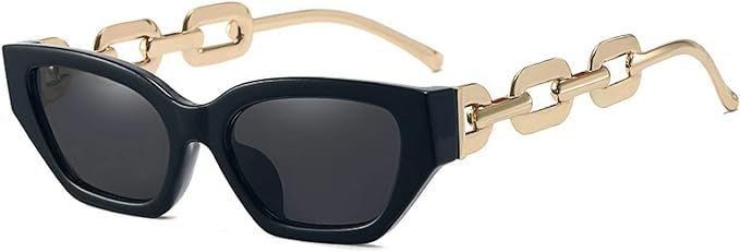 Melrose Funky Small Frame Chain Leg Sunglasses Shades For Women Classy Irregular Black Rectangle ... | Amazon (US)