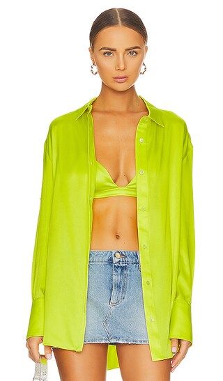 Cayne Silk Shirt in Neon Lime | Revolve Clothing (Global)