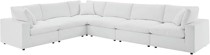 Modway Commix Modular Sofa, Extra Large Corner Sectional, White Vegan Leather | Amazon (US)