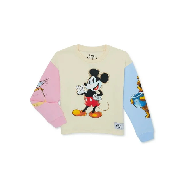 Mickey Mouse 100 Anniversary Girls Graphic Sweatshirt, Sizes 4-16 | Walmart (US)