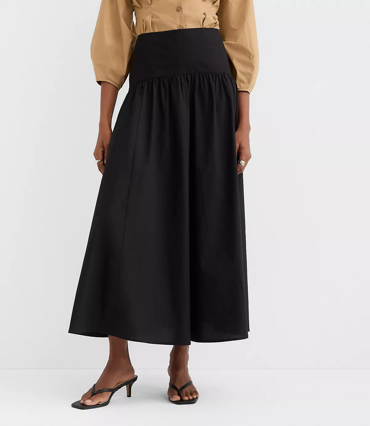 Yoke Poplin Maxi Skirt | LOFT