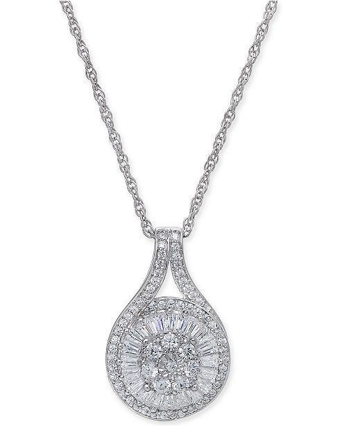 Diamond Baguette Cluster Pendant Necklace (1/2 ct. t.w.) | Macys (US)