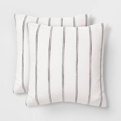 2pk Square Cotton Woven Stripe Throw Pillows Ivory/Black - Threshold™ | Target
