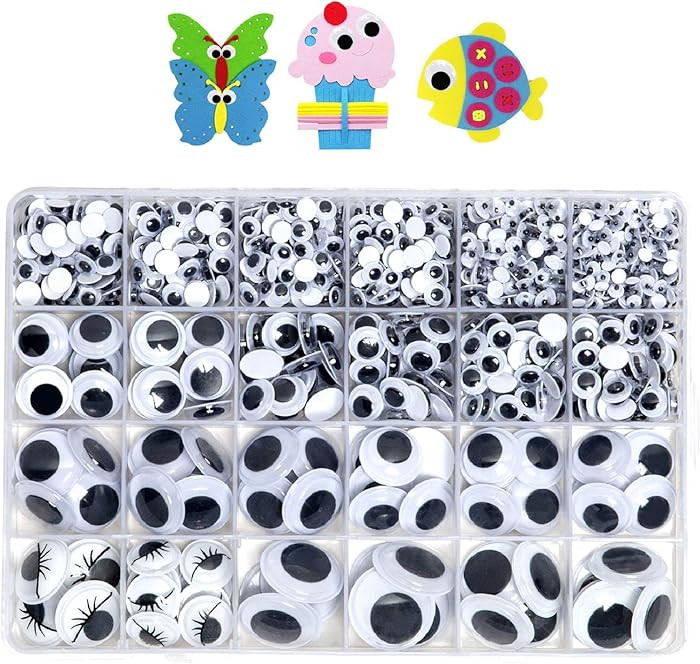 1210pcs Googly Wiggle Eyes Self Adhesive, for Craft Sticker Multi Sizes 4mm to 25mm for DIY by ZZ... | Amazon (US)