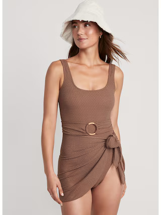 High-Waisted Crochet-Knit Sarong Swim Skirt for Women | Old Navy (US)