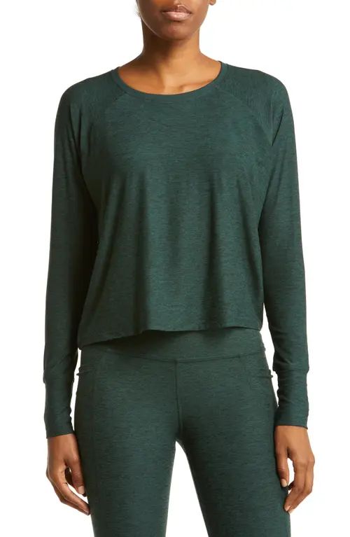 Beyond Yoga Featherweight Long Sleeve T-Shirt in Forest Green - Pine at Nordstrom, Size Large | Nordstrom