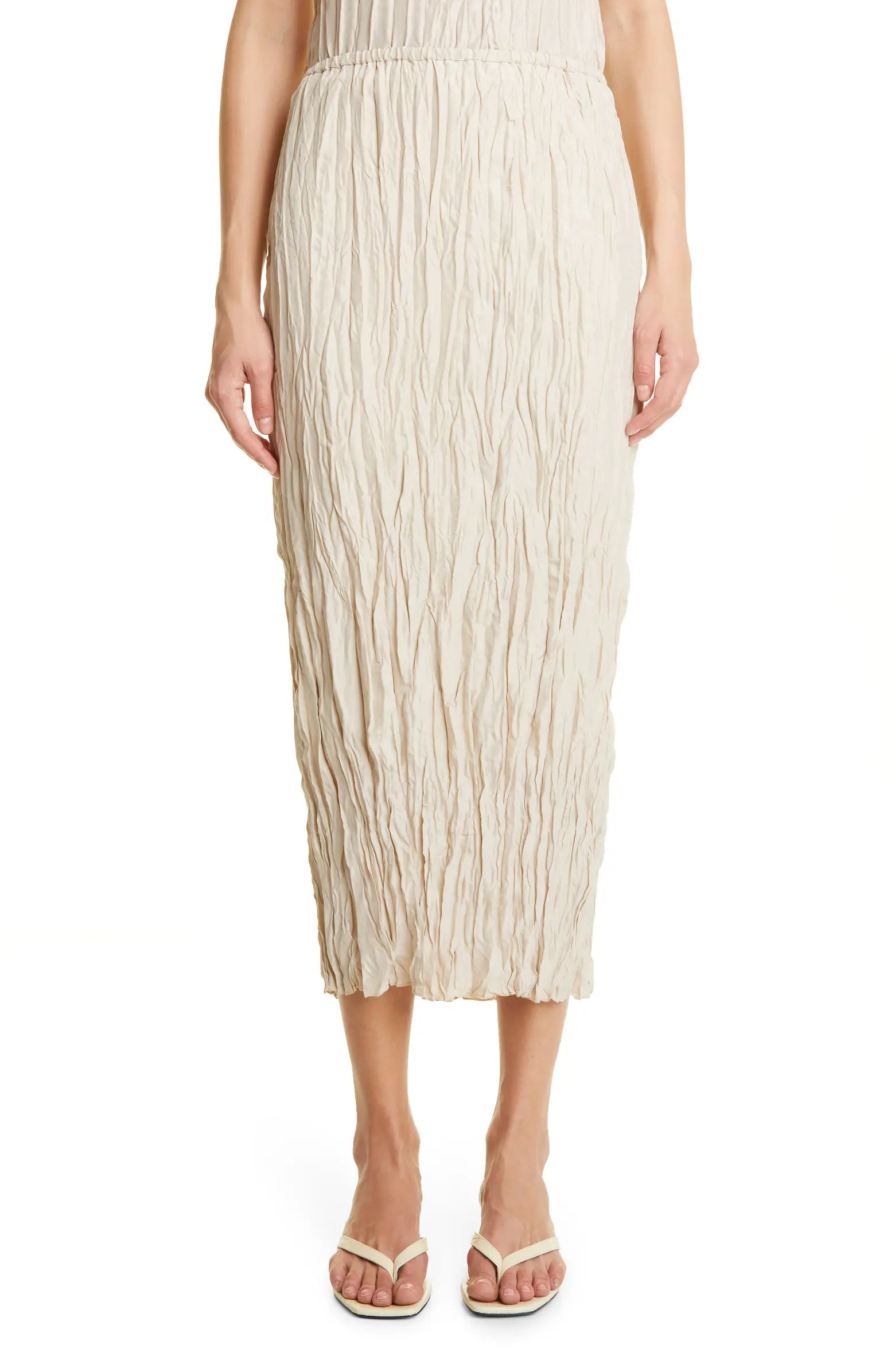 Crinkled Silk Midi Skirt | Nordstrom