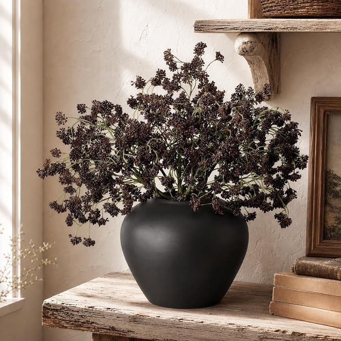 Thiccywoov 6 Pcs Plum Fall Faux Berry Stems for Vase Realistic, Artificial Sedum Branches Picks S... | Amazon (US)