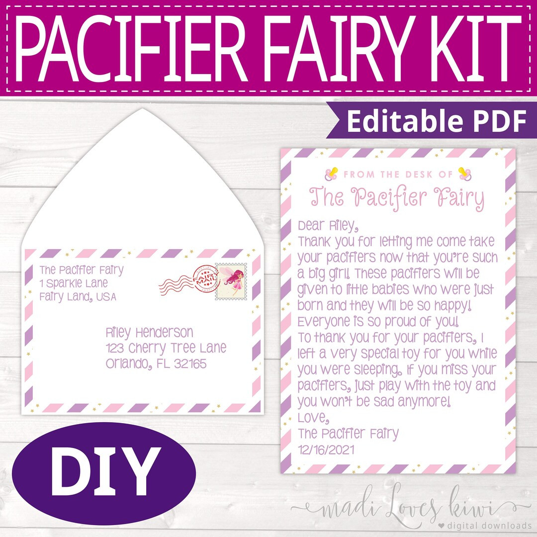 Printable Pacifier Fairy Letter Kit Personalized Binky Note - Etsy | Etsy (US)