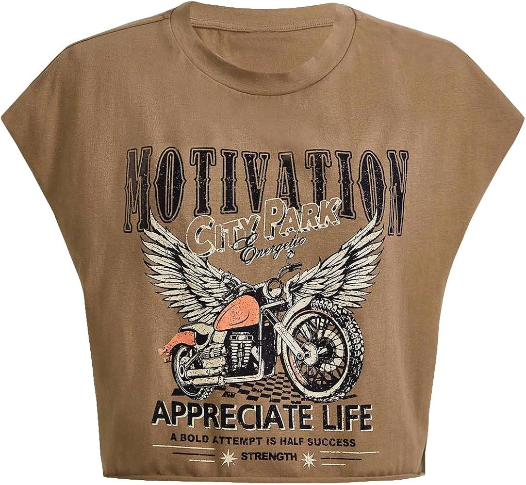 SOLY HUX Women's Y2k Vintage Graphic Short Sleeve Tee Tops Crew Neck Crop Tops for Summer Going O... | Amazon (US)