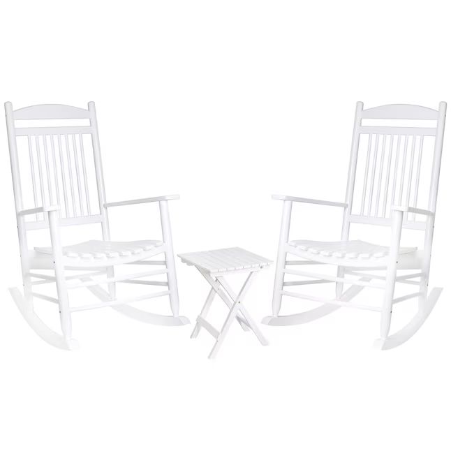 VEIKOUS 2 White Wood Frame Rocking Chair with Slat Seat | Lowe's