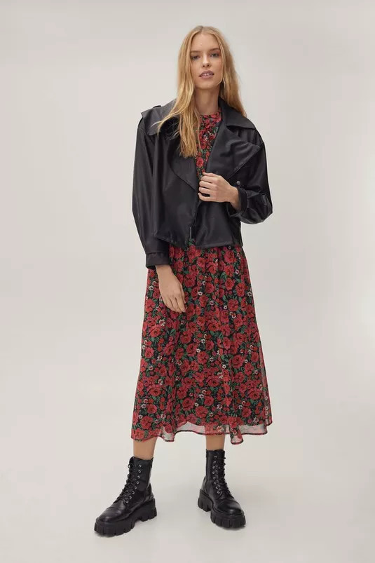 Oversized Pocket Detail Faux Leather Jacket | NastyGal (UK, IE)