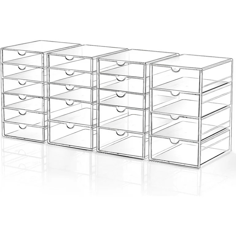 Makeup Drawer Storage Organizer with 20 Drawers, 4 Set Acrylic Office Desk Organization and Stora... | Walmart (US)