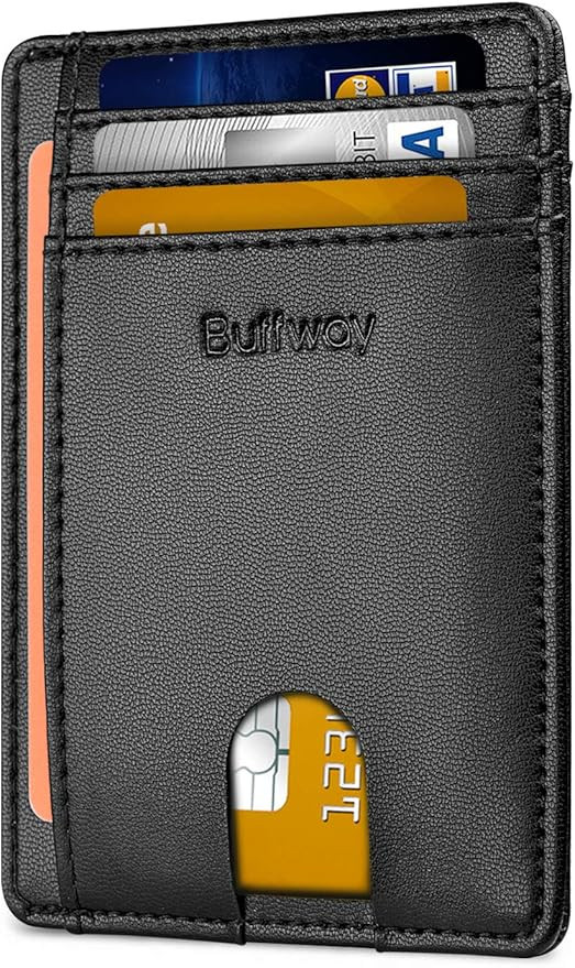 Buffway Slim Minimalist Front Pocket RFID Blocking Leather Wallets for Men Women | Amazon (US)