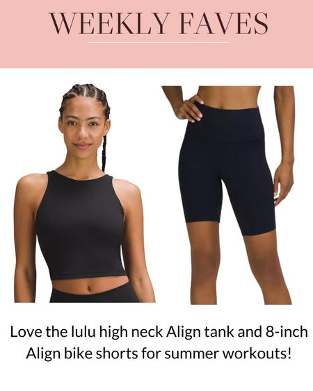 Love this set! Lululemon high neck align tank and 8 inch bike shorts. Also love the 6 inch version. Shorts are tts, I wear a 4. I size up in the tank to a 6  

#LTKunder100 #LTKFind #LTKfit