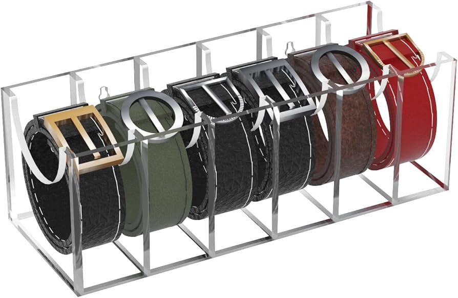 GTI Belt Organizer, Acrylic 6 Compartments Belt Organizer for Closet and Drawer, Display Case for... | Amazon (US)