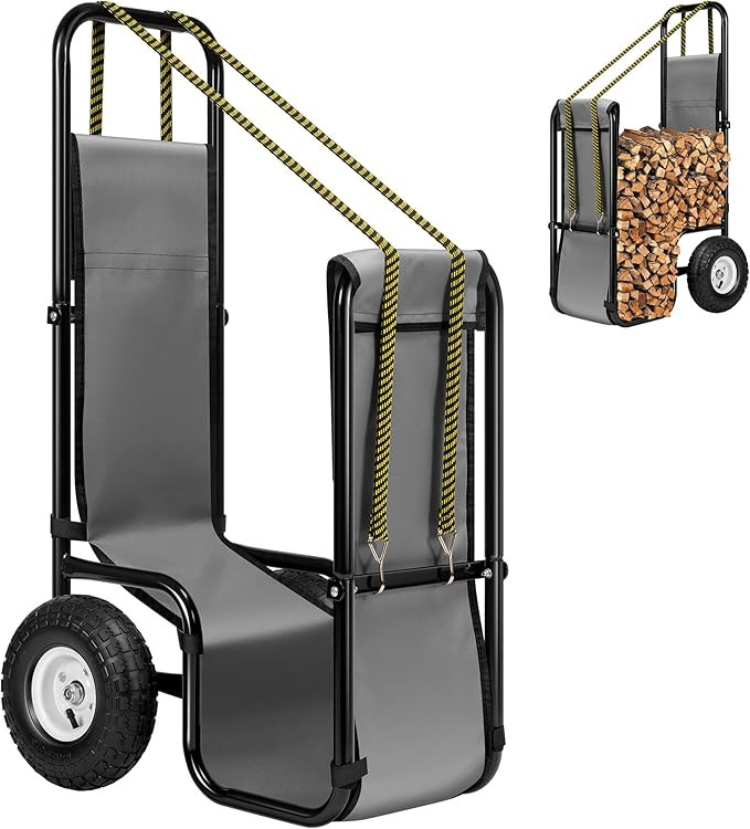 VIVOHOME Firewood Log Cart Carrier with Rubber Wheels and 600D Oxford Cloth, 250 LB Capacity Heav... | Amazon (US)