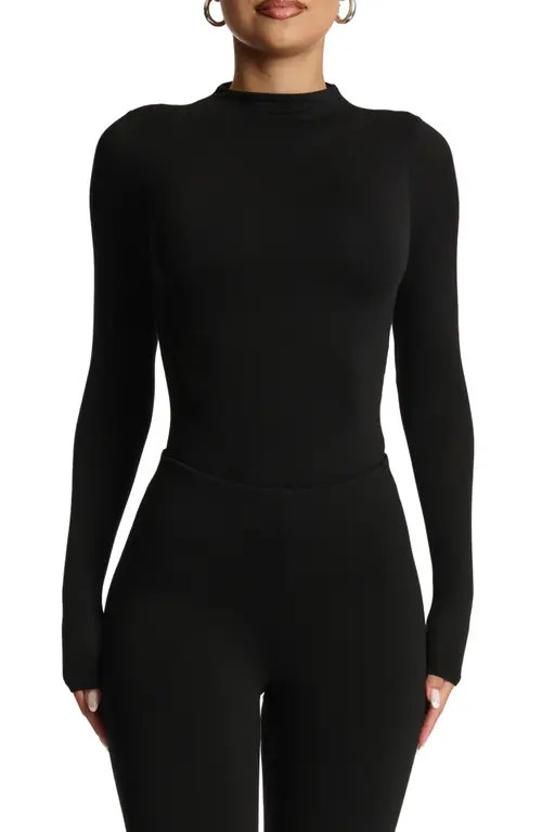 Naked Wardrobe NW Mockneck Bodysuit in Black at Nordstrom, Size Medium | Nordstrom