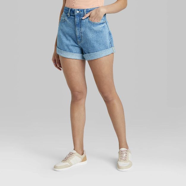 Women's Super-High Rise Curvy Rolled Cuff Mom Jean Shorts - Wild Fable™ | Target