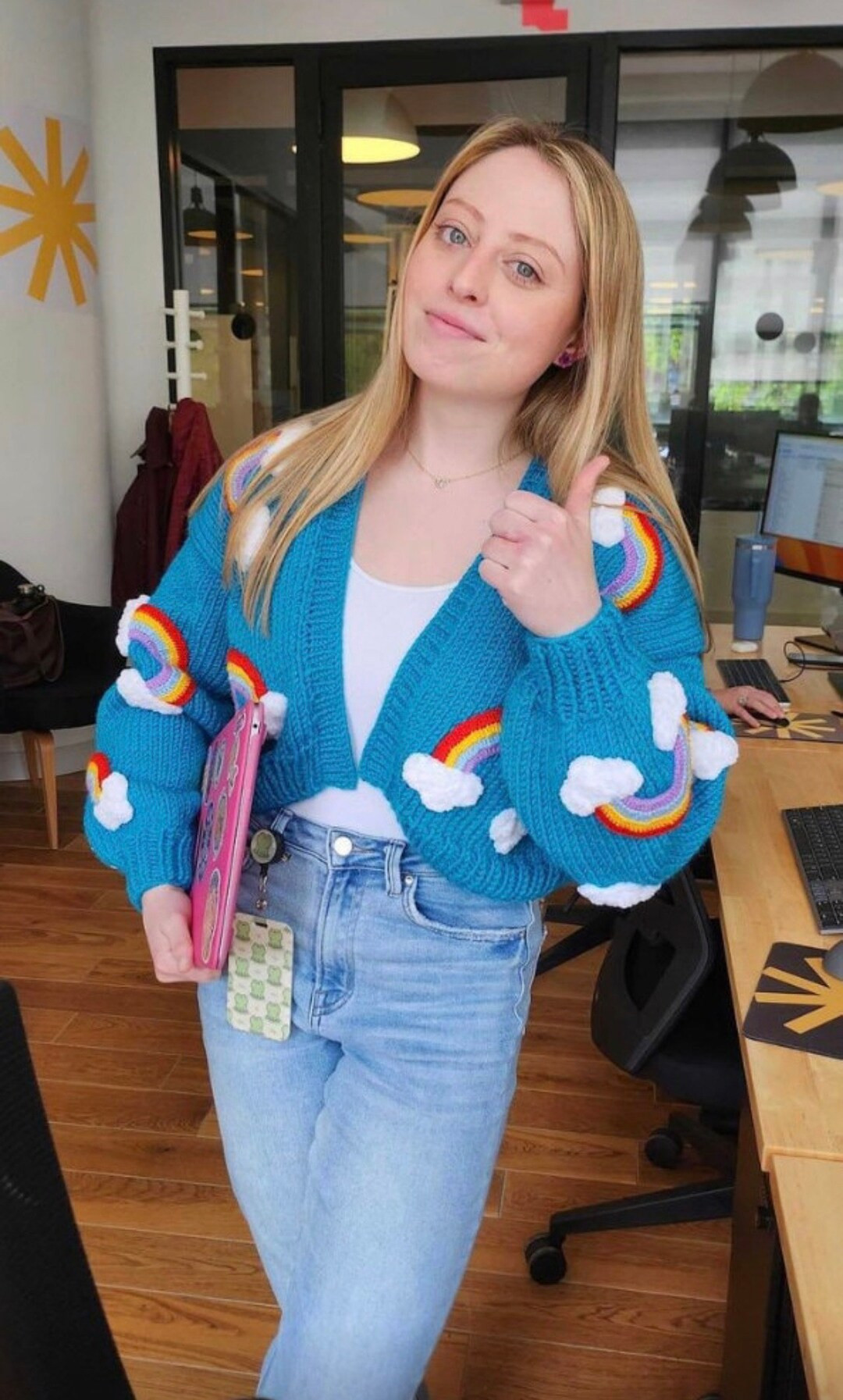 Rainbow Cardigan,Cardigan For Women,Handmade Rainbow Shaped Cardigan,Cloud And Rainbow Chunky Car... | Etsy (US)