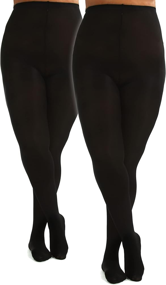 Silky Toes Women's Plus Size Blackout Thick Tights Heavy Opaque Microfiber Winter Tight | Amazon (US)