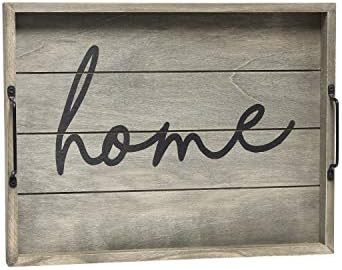 Elegant Designs HG2000-RGH Wood w-Handles Decorative Serving Tray, 15.5" x 12", Rustic Gray Home | Amazon (US)