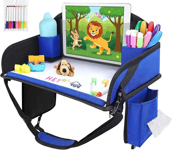 WENRENER Kids Travel Tray for Airplane - Toddler Car Seat Table Tray, Road Trip Essentials for Bo... | Amazon (US)