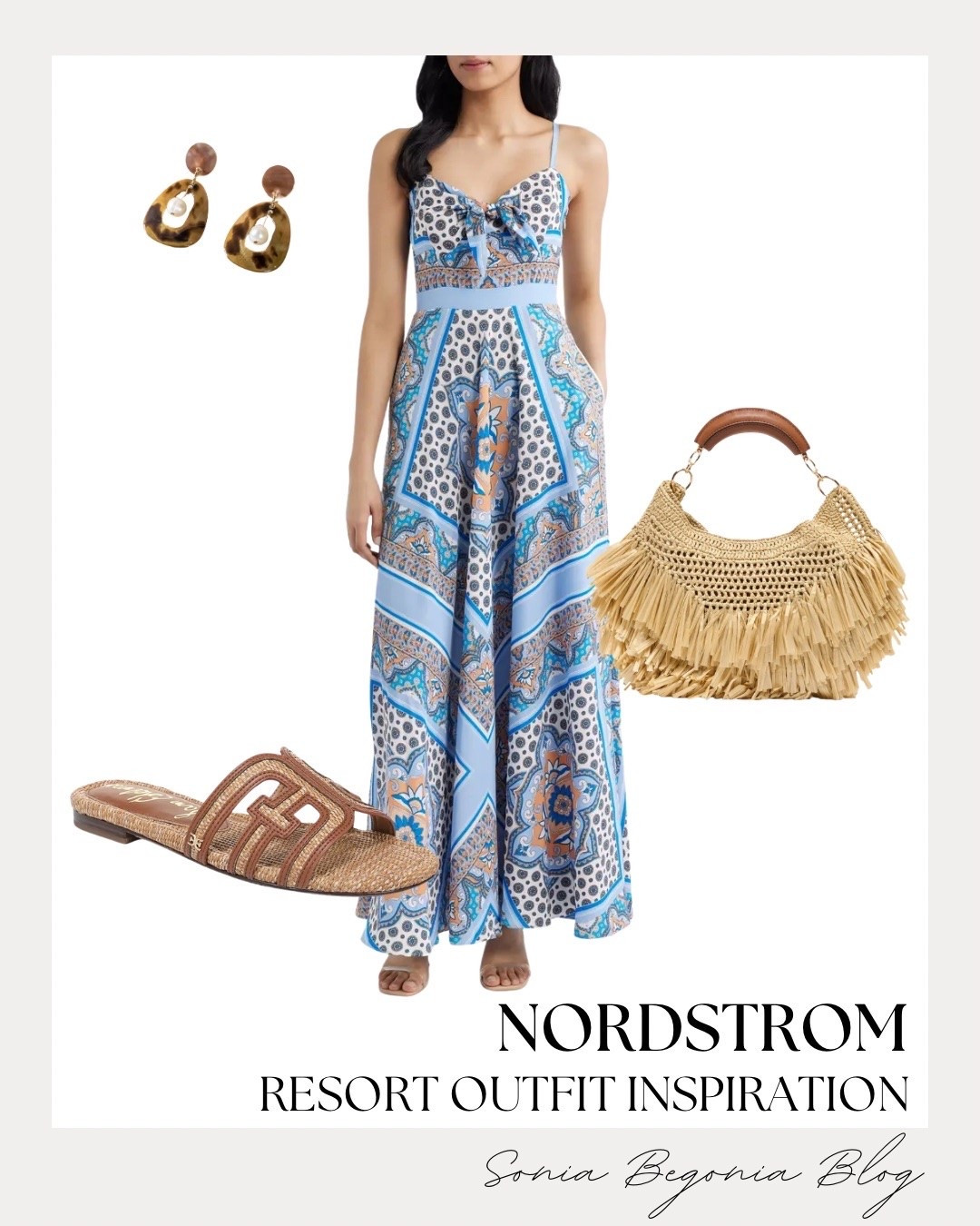The ultimate resort outfit inspiration from Nordstrom! I am completely in love with the vibrant blue tile print on this breezy maxi dress, making it an absolute must-have for your next tropical getaway or beachside dinner. 🌴☀️

I paired this look with woven slide sandals, tortoiseshell drop earrings, and a fun fringed straw bag. ✨

#nordstrom #resortwear #vacationstyle #maxidress #LTKstyletip #summerfashion #beachstyle #ootd #resortfashion

#LTKootd #LTKSeasonal #LTKTravel