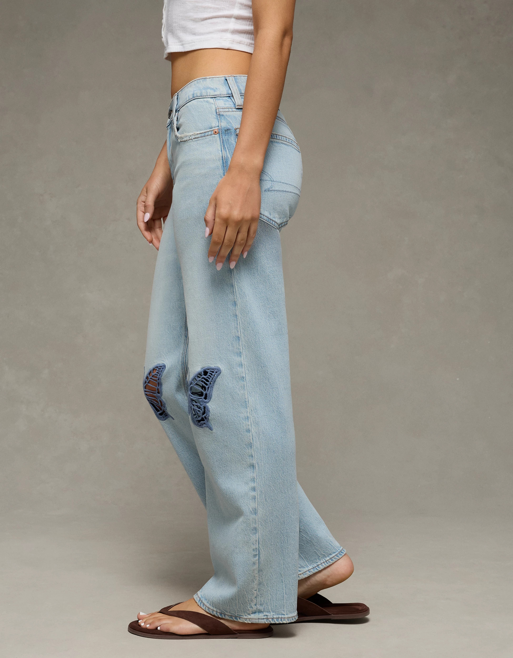 AE Stretch Butterfly Appliqu\u00e9 High-Waisted Stovepipe Jean | American Eagle Outfitters (US & CA)