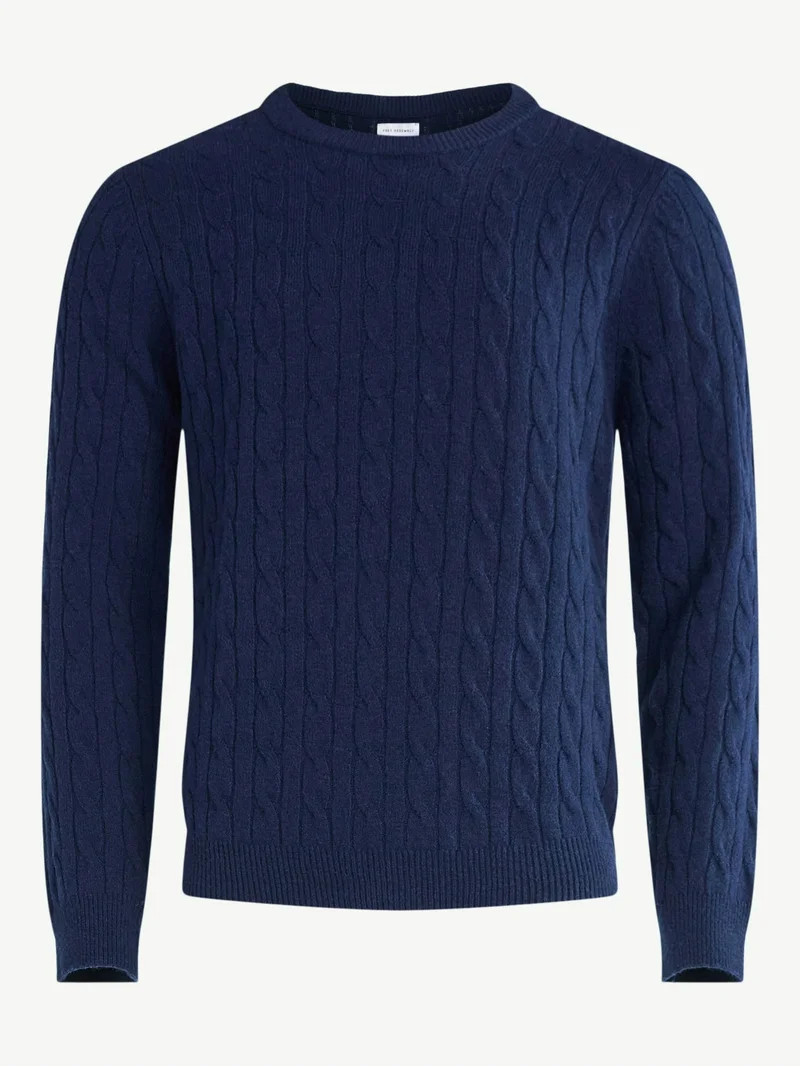 Free Assembly Men's Classic Cable Knit Sweater, Sizes XS-3XL | Walmart (US)