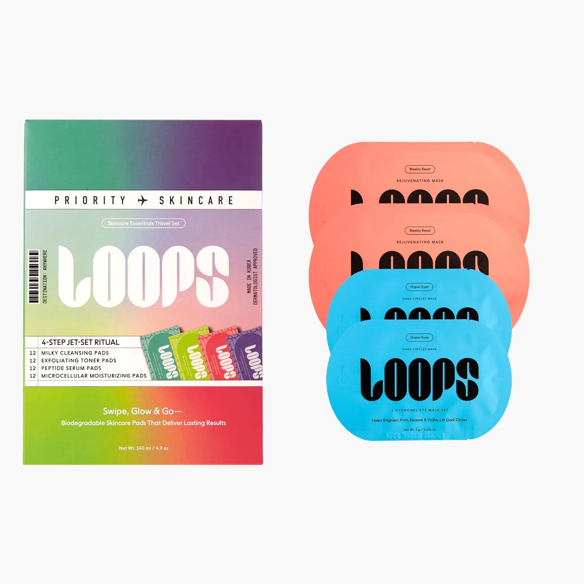 LOOPS Skincare Carry-On Kit | Biodegradable Skincare Pads | Loops Beauty