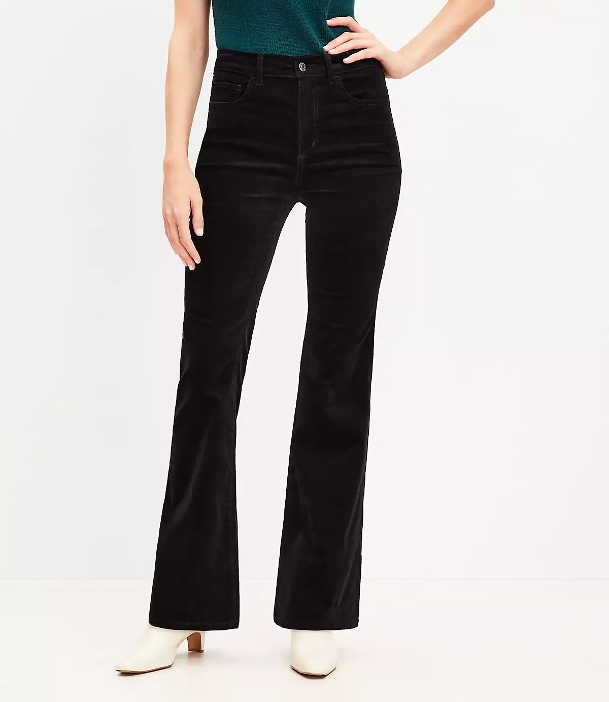 Five Pocket Slim Flare Pants in Velvet | LOFT