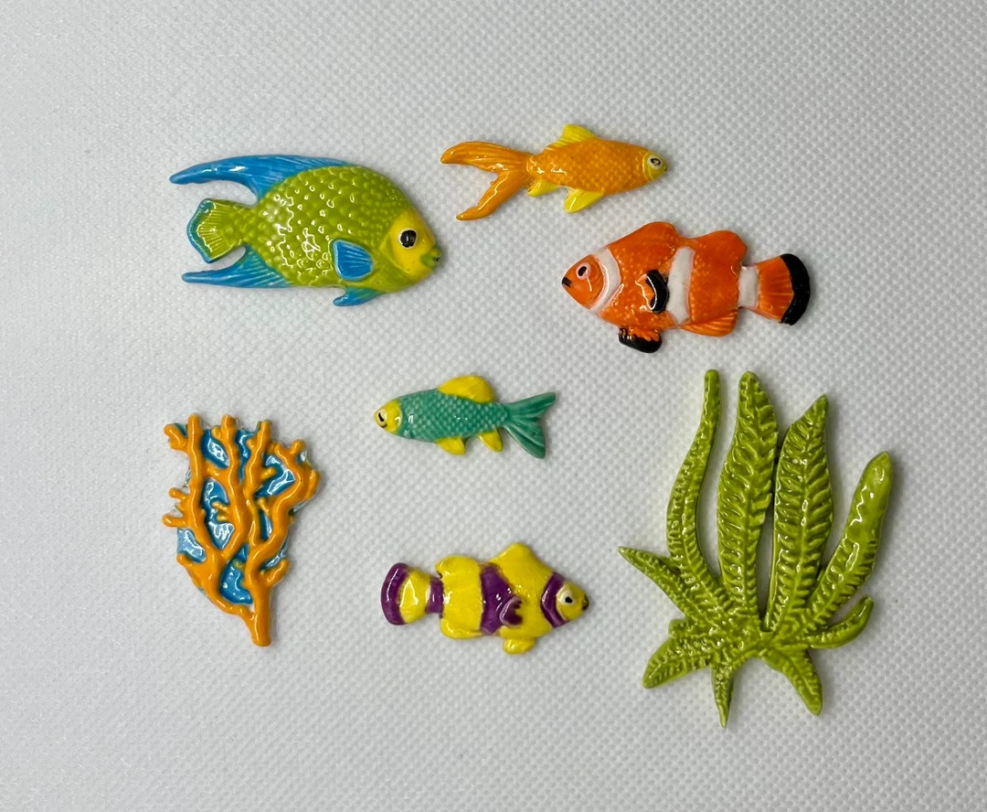 Colorful Tropical Ceramic Fish - Etsy | Etsy (US)