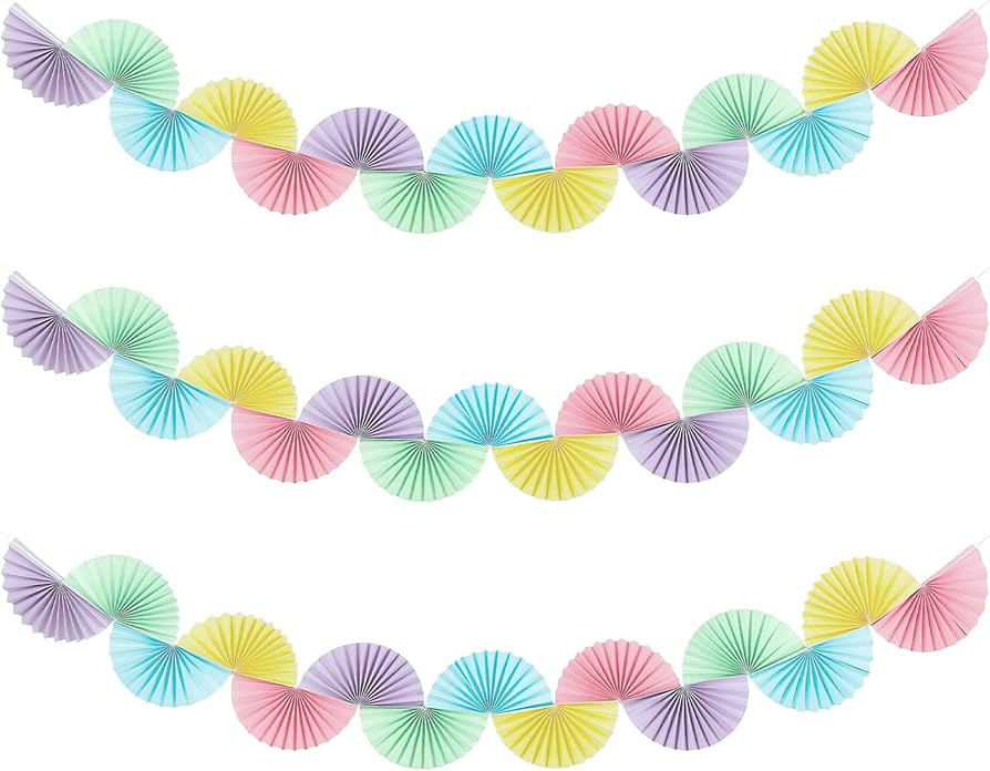 3 Pack Wedding Paper Fans Garland 15.6ft Colorful Background Ceiling Hanging Decorations Paper Ga... | Amazon (US)