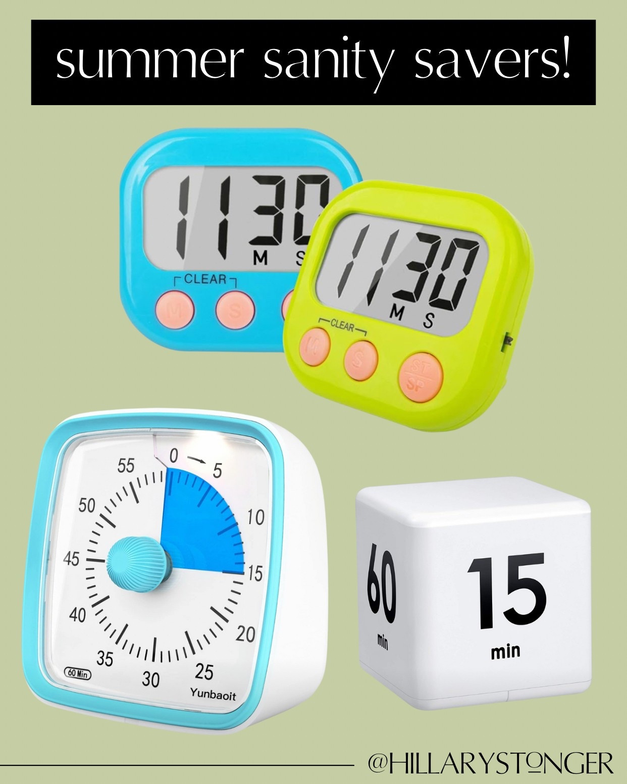 I’m counting on these timers to save my sanity while the girls are home all summer! Hoping these will keep the questions of “how long until ______” (snack, play date, pool, lunch, etc.) at bay! 🤞🤞🤞

#LTKFamily #LTKSeasonal #LTKKids