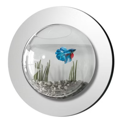Modern Home Reflection Fish Bubble Aquarium - Deluxe Mirrored Wall Mounted Fish Tank | Target