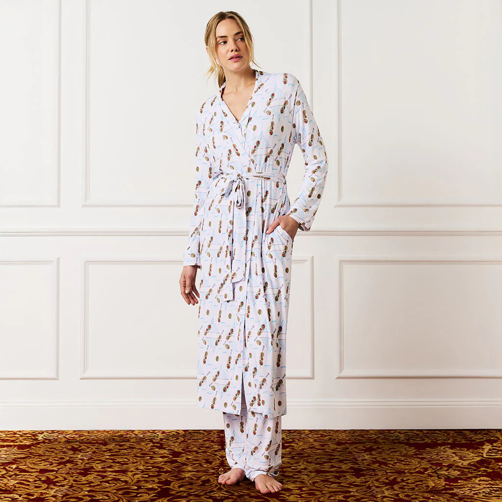 Cocktail White Adult Luxe Robe | Dirty Martinis | Posh Peanut