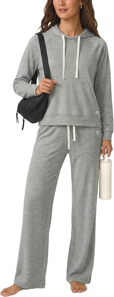 Showitty 2 Piece Sets for Women Lounge Outfits Oversized Hoodie Sweatsuits and Wide Leg Pants Air... | Amazon (US)