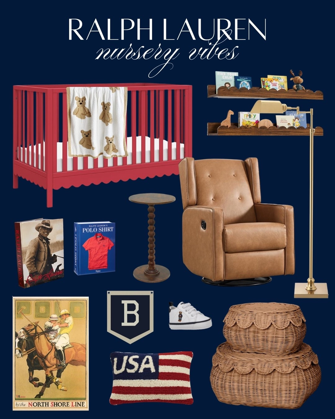 If I was doing a Ralph Lauren nursery, THIS would be the vibe🧸🇺🇸♥️ every single product is from Amazon! 

#LTKBaby #LTKHome