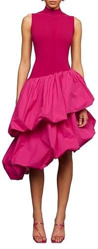 AMUR Women's Eleonora Combo Tiered Dress, Berry Blush, Medium | Amazon (US)
