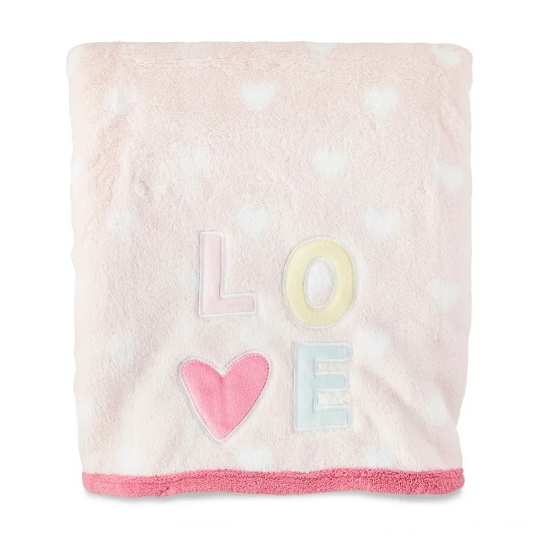 Parent's Choice Manta de Felpa con Apliques de Amor en Rosa y Blanco para Bebé Niña, 30" x 40" | Walmart (US)