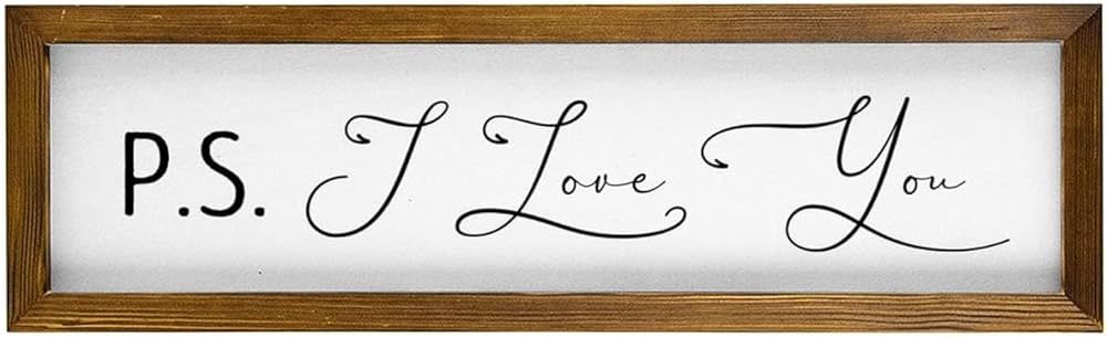 Alioyoit Rustic Framed Wood Sign Ps I Love You Vintage Wall Hanging Art Plaque with Wood Frame Di... | Amazon (US)
