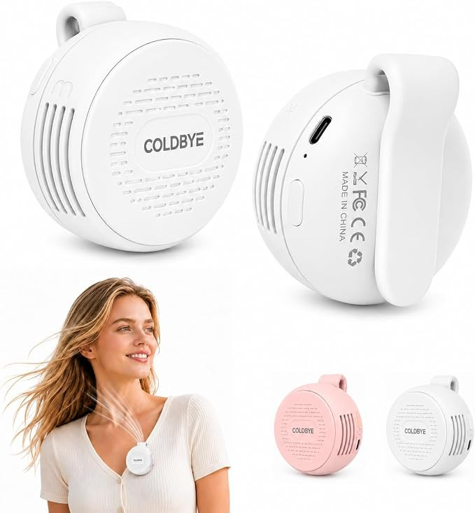 ColdBye Bladeless Shirt Clip Fan for Waist & Clothing, Wearable Personal Cooling Fan with 3 Speed... | Amazon (US)
